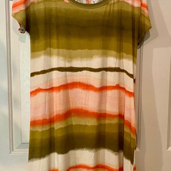 EST 1946 Large Soft T-shirt Dress Open back with tie Beach Cruise Summer Stripes - Picture 6 of 6